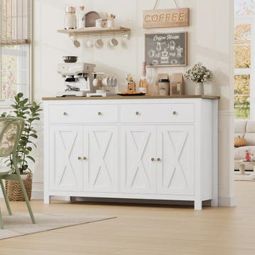 Groot Wit Dressoir met 2 Lades en 4 Deuren - Stijlvolle Opbe, Verzenden, Nieuw