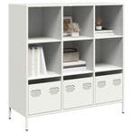 vidaXL buffetkast 101,5x39x103,5 cm staal wit, Verzenden, Nieuw, Metaal