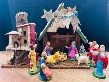 Kerststal (12) - Hout, Plastic