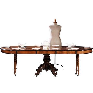 Lange eetkamertafel wortelnoten Willem III ca 1875 permanent, Ophalen of Verzenden