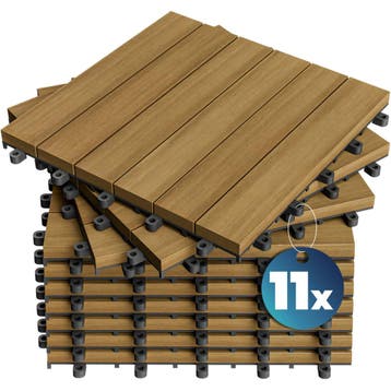 Houten tegel 30x30cm eucalyptus set van 11 (Tuin Tegels), Verzenden, Nieuw