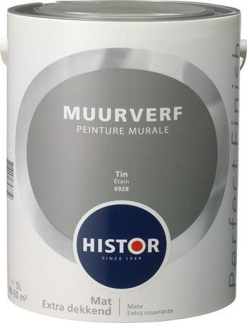 Histor Perfect Finish Muurverf Mat - Tin 6928 - 5 Liter, Overige kleuren, 5 tot 10 liter, Nieuw, Ophalen of Verzenden