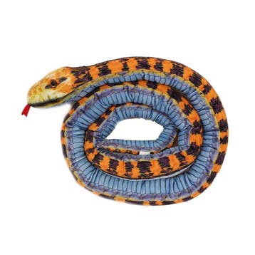 Slang knuffel - pluche - blauw/oranje - 200 cm, Verzenden, Nieuw