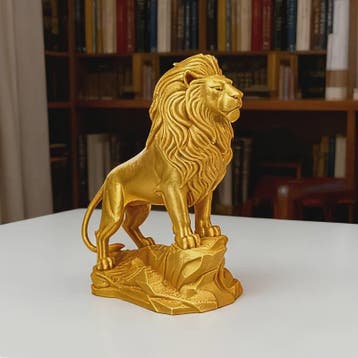 Luxe Leeuw Beeldje - Goud/Zilver Afwerking - Symbool van Moe