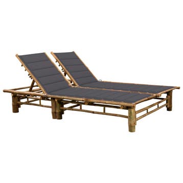 vidaXL Ligbed 2-persoons met kussens bamboe, Tuin en Terras, Verzenden, Nieuw