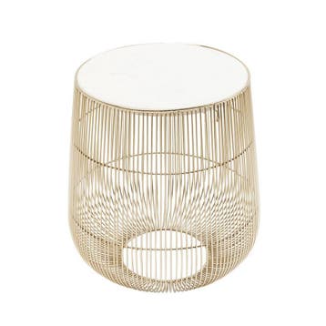 *WOONWINKEL* Kare Design Beam White Tafeltje Goud Met Wit Ma, Huis en Inrichting, Tafels | Bijzettafels, Verzenden, Nieuw