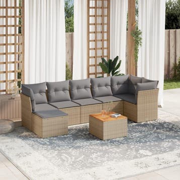 vidaXL 8-delige Loungeset met kussens poly rattan gemengd, Verzenden, Nieuw, Loungeset
