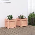 vidaXL Plantenbakken 2 st massief douglashout, Tuin en Terras, Bloembakken en Plantenbakken, Verzenden, Minder dan 60 cm, Nieuw