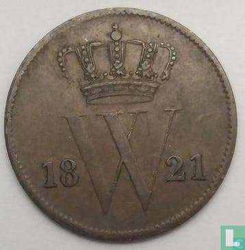 Nederland 1 cent 1821 (mercuriusstaf), Postzegels en Munten, Munten | Nederland, Verzenden, 1 cent, Losse munt