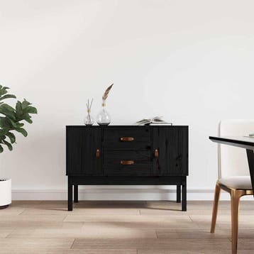 vidaXL Dressoir 110x40x78 cm massief grenenhout zwart, Verzenden, Nieuw, Grenenhout, 50 tot 100 cm