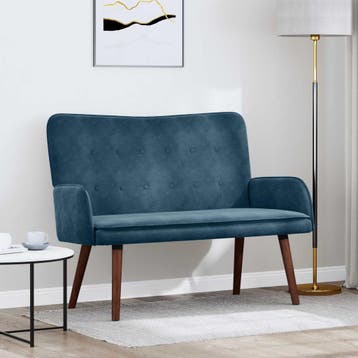 vidaXL 2-Zits Sofa Blauw 115 x 61 x 87 cm Fluweel (V), Verzenden, Minder dan 150 cm, Stof, Nieuw