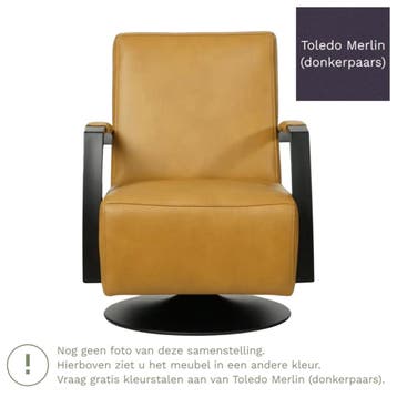 Leren draaifauteuil Mood - Toledo Merlin (donkerpaars) -, Nieuw, Ophalen of Verzenden, 50 tot 75 cm, Industrieel, Modern