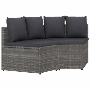 vidaXL 2-delige Loungeset met kussens poly rattan grijs, Verzenden, Nieuw, Loungeset