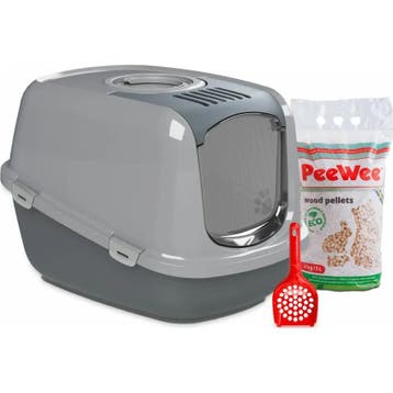 PeeWee EcoDome - Kattenbak - Startpakket Antraciet/Grijs, Verzenden, Nieuw
