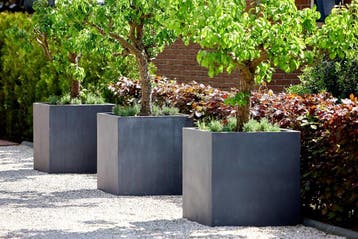Plantenbak Fiberclay 75x75x75 cm Antraciet, Verzenden, Nieuw, Vierkant