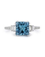 Verlovingsring - 14 karaat Witgoud - 2.92ct. tw. Blauw