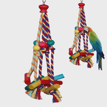 Cage Hanging Rope Bird Climbing Chewing Toys Multicolored Na