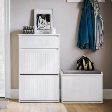 Smalle Schoenenkast – 2 Klepvakken en Lade, 61×101×26 cm, Verzenden, Nieuw
