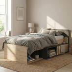 Compact Bed 110x190 | Spaanplaat | Laatste Stuks!, Huis en Inrichting, Slaapkamer | Bedden, Verstelbaar, Eenpersoons, Zwart, Nieuw