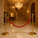 Luxe Afzetpaal Messing met Rood Koord  Binnen & en Buiten, Hobby en Vrije tijd, Feestartikelen | Verhuur, Ophalen of Verzenden