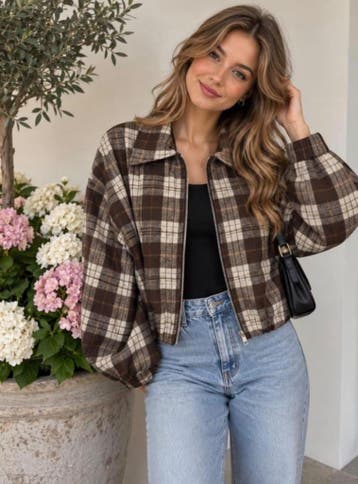 Geruit bomberjack | trend alert, Kids & meer, Nieuw, Bruin, Jasje