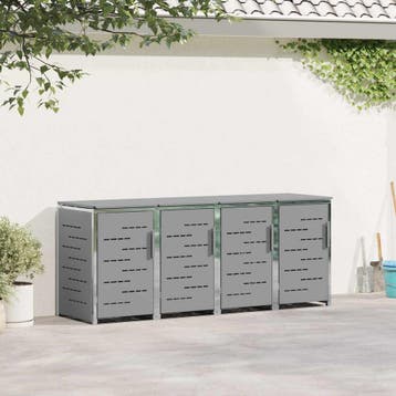vidaXL Containerombouw for 4 Bins 240L Roestvrij staal Grijs, Verzenden, Nieuw