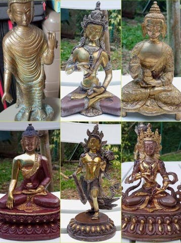 Beeldje, Patinated Bronze Statues - 40 cm - Verguld brons,
