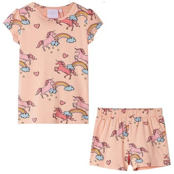 vidaXL Kinderpyjama met korte mouwen 128 lichtoranje, Verzenden, Nieuw