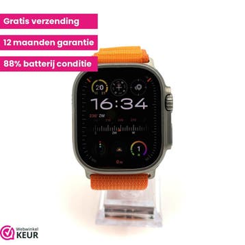 Apple Watch Ultra 2 49mm naturel | 88% batterij | Garantie, Stappen, Verzenden, IOS, Zo goed als nieuw