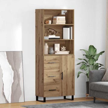 vidaXL buffetkast 2 st Artisan Eiken 69,5 x 34 x 180 cm, Huis en Inrichting, Kasten | Buffetkasten, Minder dan 50 cm, Verzenden