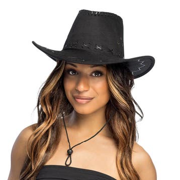 Suede cowboyhoed zwart, Ophalen of Verzenden, Nieuw