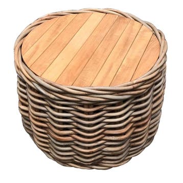 Sumatra grote ronde tafel met teakblad naturel rotan, Ophalen of Verzenden, Nieuw