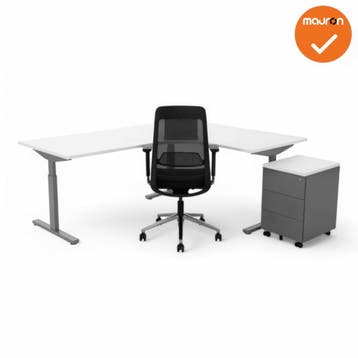 Hoekbureau Tube - Ronde hoek - zilvergrijs onderstel - af..., Werkplek, Ophalen of Verzenden, Nieuw zonder verpakking, Bureau