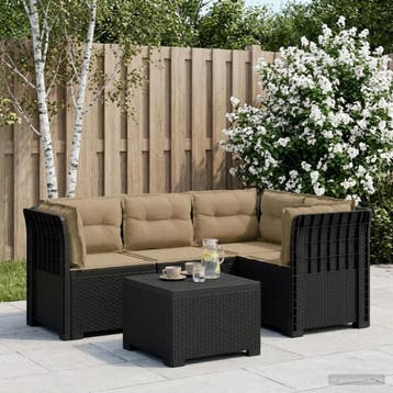vidaXL 4-Persoons Tuinbank met Kussens Rieten Look PP, Verzenden, Nieuw