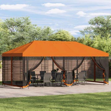 vidaXL Paviljoen met zijwanden 6 x 3 m Oranje Polyester en, Tuin en Terras, Partytenten, Verzenden, Nieuw