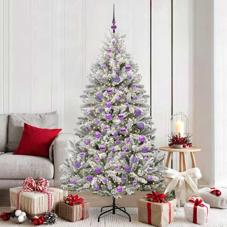 vidaXL Kunstkerstboom met 300 LED Groen en Wit 180 cm PVC en, Diversen, Kerst, Nieuw, Verzenden