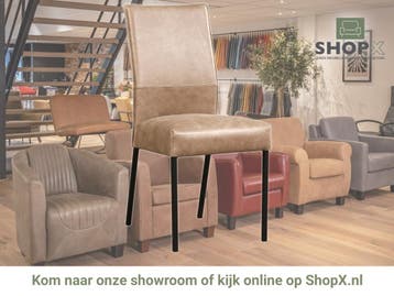 Leren eetkamerstoel Real - Vintage Taupe (taupe/bruin) -, Huis en Inrichting, Stoelen, Bruin, Nieuw, Ophalen of Verzenden, Eén