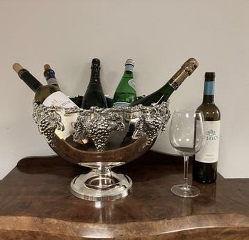 Champagne koeler - Verzilverd - met een prachtig decor van