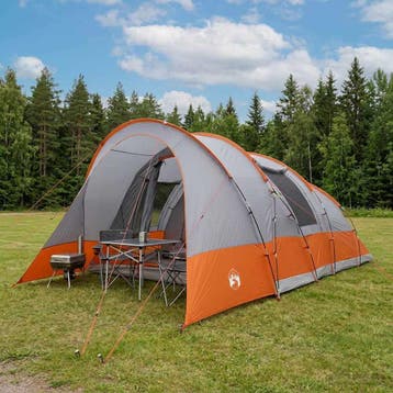 vidaXL Tunneltent 560 x 395 x 212 cm Grijs en Oranje, Verzenden, Nieuw, Tot en met 2