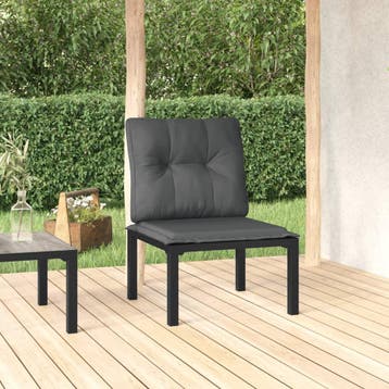 vidaXL Tuinstoel met kussens poly rattan zwart en grijs, Verzenden, Nieuw