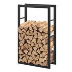 [en.casa] Brandhout rek houtopslag Täby zwart 60x25x100 cm, Tuin en Terras, Haardhout, Verzenden