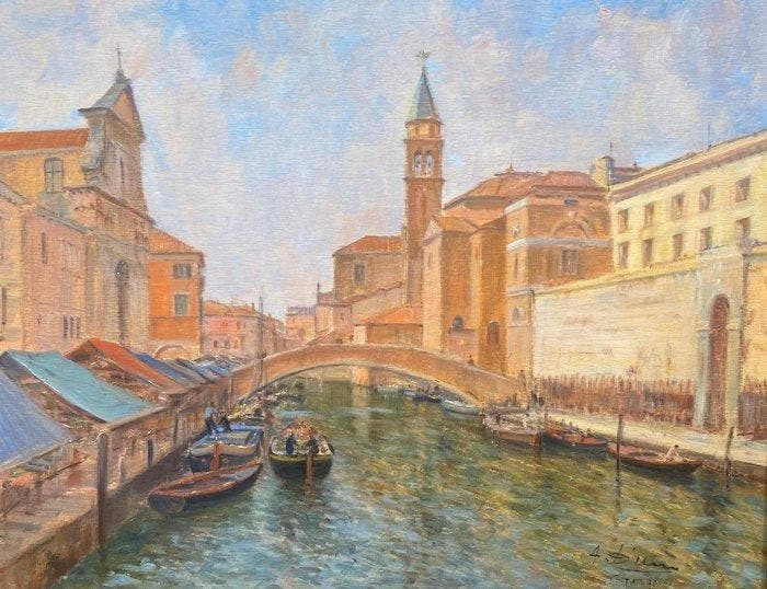 Antonio Durso (1934-2015) - Venezia, Antiek en Kunst, Kunst | Schilderijen | Klassiek