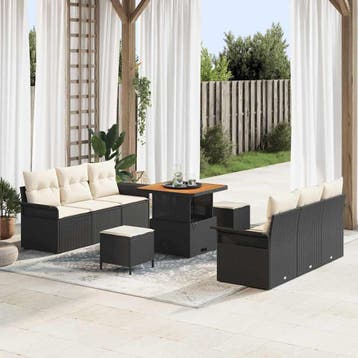 vidaXL Tuin Sofa Set 9 st 8-Aantal zitplaatsen Zwart en, Verzenden, Nieuw, Meer dan 8 zitplaatsen