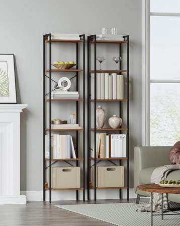 Boekenkast - Boekenrek - Wandkast - 185x40x24 cm - Bruin - H, Verzenden, Zo goed als nieuw