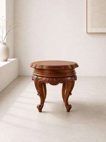 Neo-Baroque / Louis XV-inspired Carved wood stool side table