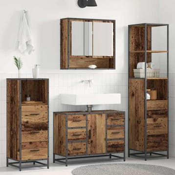 vidaXL Badkamermeubelset met lade 4 pcs Oud Hout Bewerkt, Verzenden, Nieuw, Overige typen