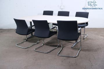 Ahrend ovale vergadertafel tweedehands – Rustiek eiken,, Verzenden, Gebruikt