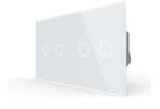Livolo Touch Schakelaar 2+2 | Wit | Puls | Modern |, Doe-het-zelf en Verbouw, Elektra en Kabels, Ophalen of Verzenden, Nieuw, Schakelaar