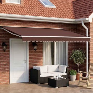 vidaXL Elektrisch Uittrekbaar Zonnescherm Bruin en wit 5 ×, Verzenden, Nieuw