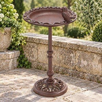 Decoratief ornament - Gietijzeren vogelbad op hoge voet -